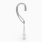 Angled shot of silver dangle cuff showcasing swing pendant