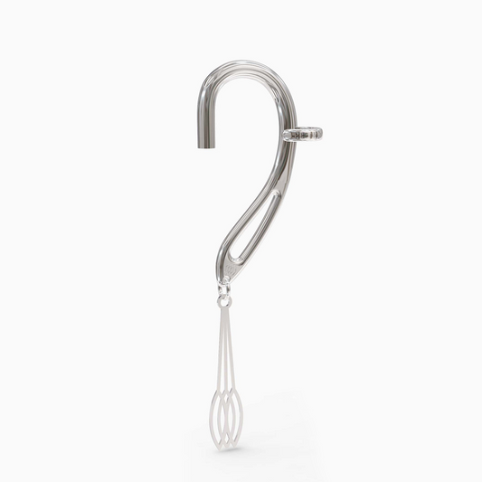 Front view of side-clip silver Radiance dangle cuff for AirPods